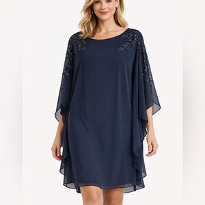 Xscape Navy Blue Sequin Dress for Special Event